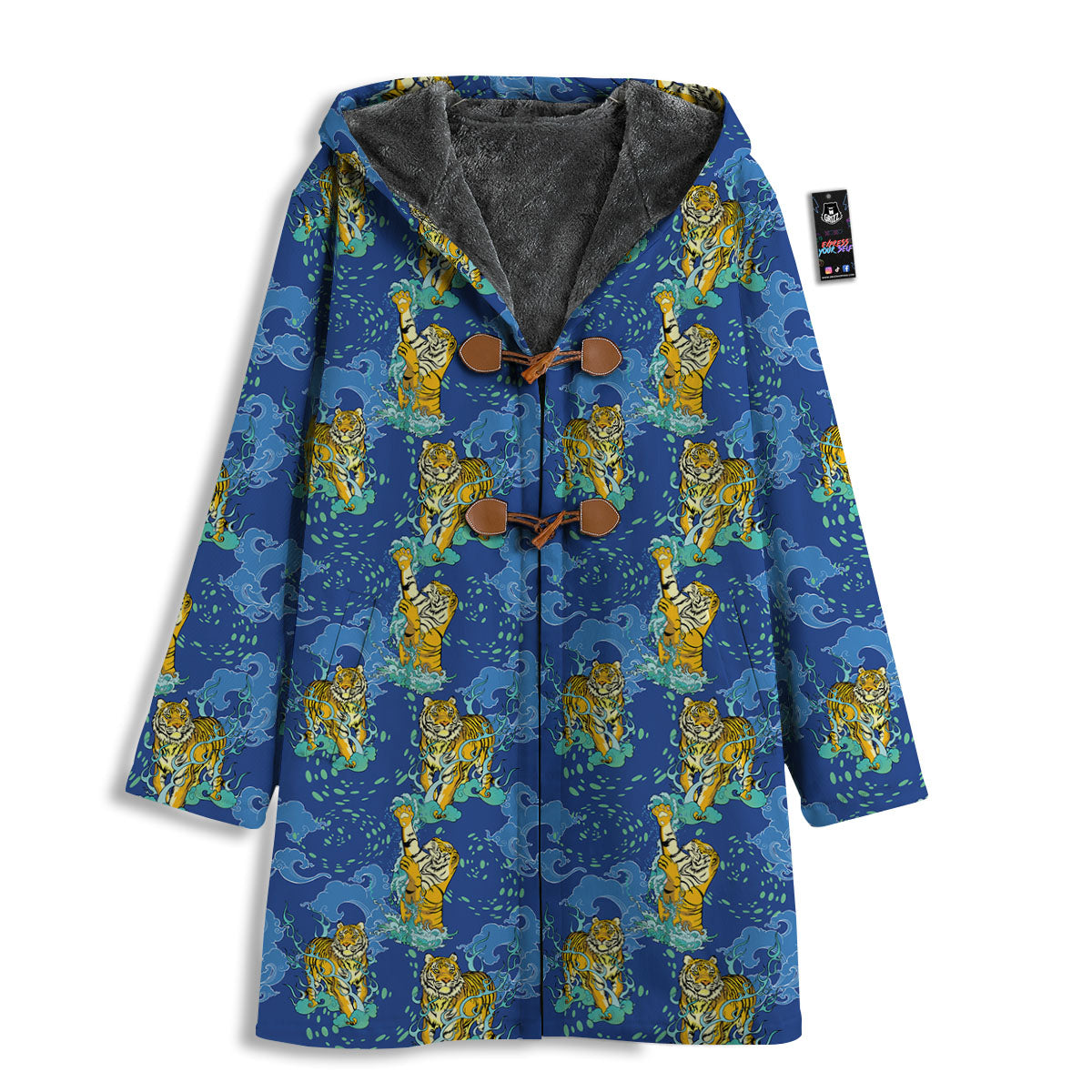Tattoo Blue Tiger Print Pattern Men's Windbreaker Jacket-grizzshop