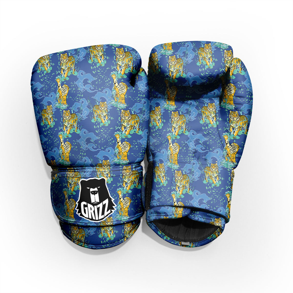 Tattoo Blue Tiger Print Pattern Pro Boxing Glove