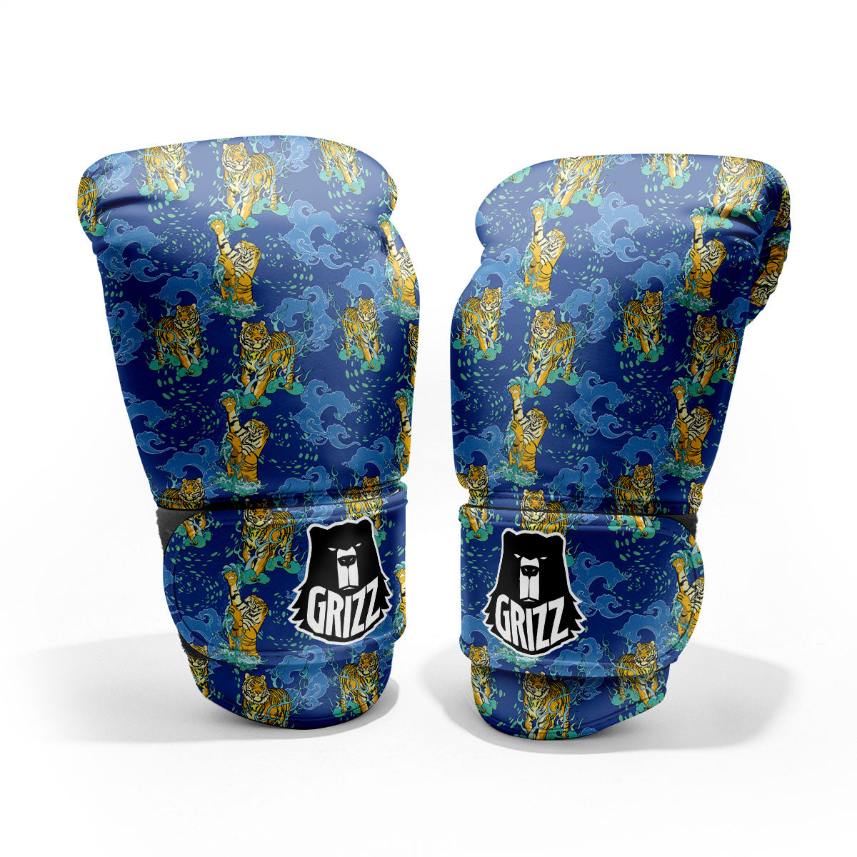 Tattoo Blue Tiger Print Pattern Pro Boxing Glove