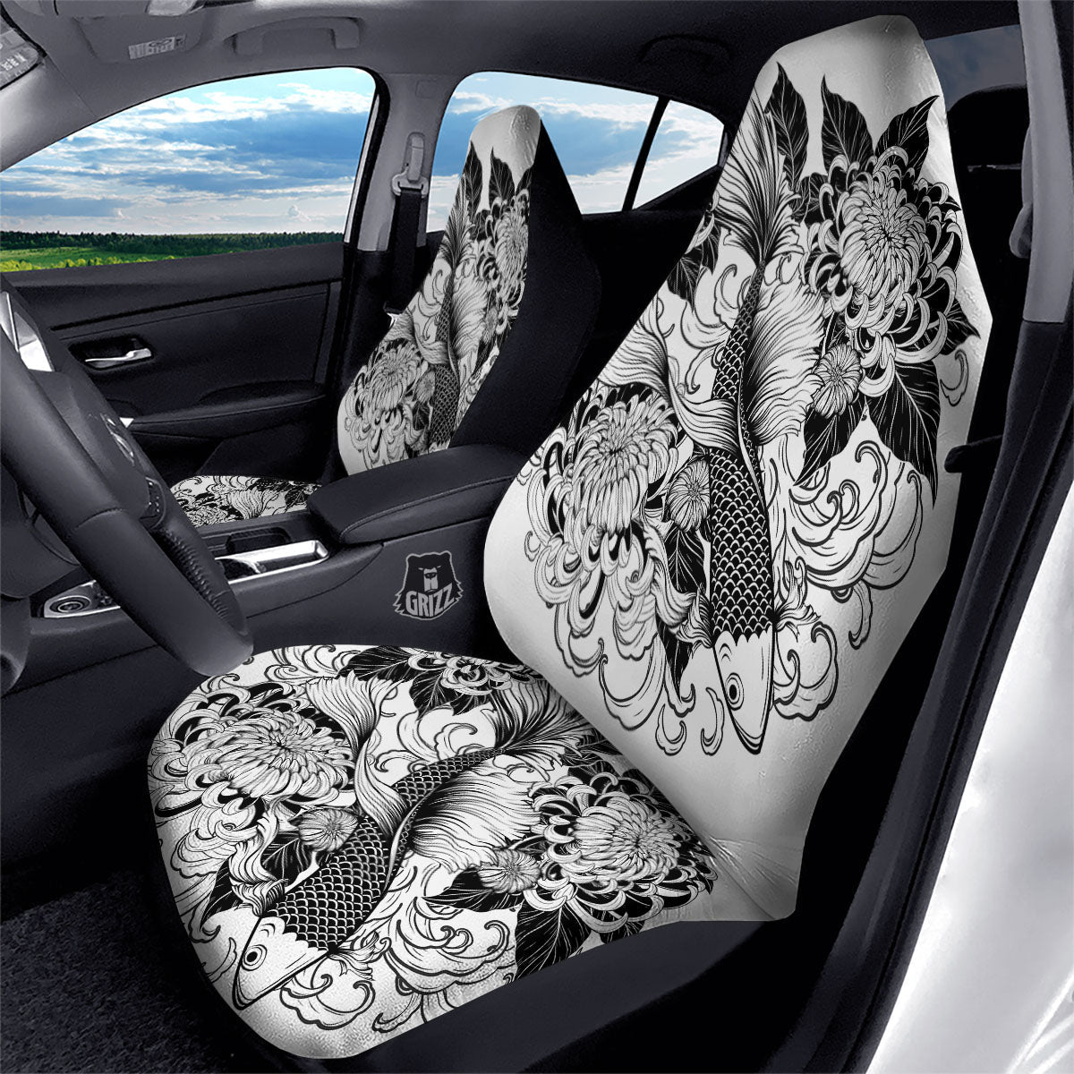 Tattoo Japanese Elemental Print Car Seat Covers-grizzshop