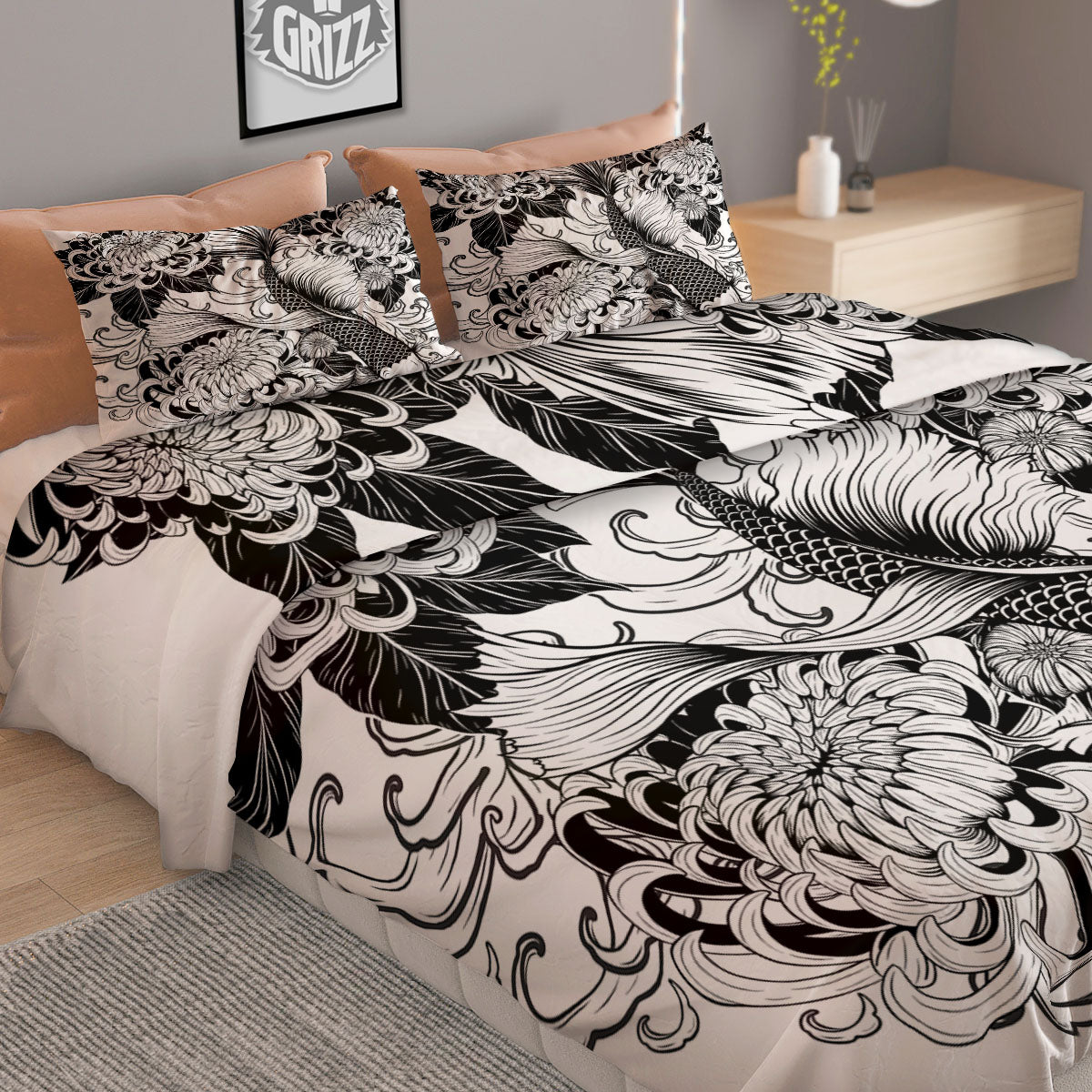 Tattoo Japanese Elemental Print Duvet Cover Bedding Set