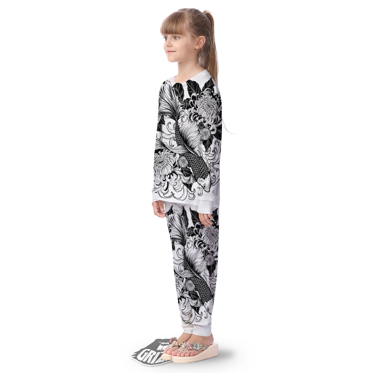 Tattoo Japanese Elemental Print Kid's Pajamas-grizzshop