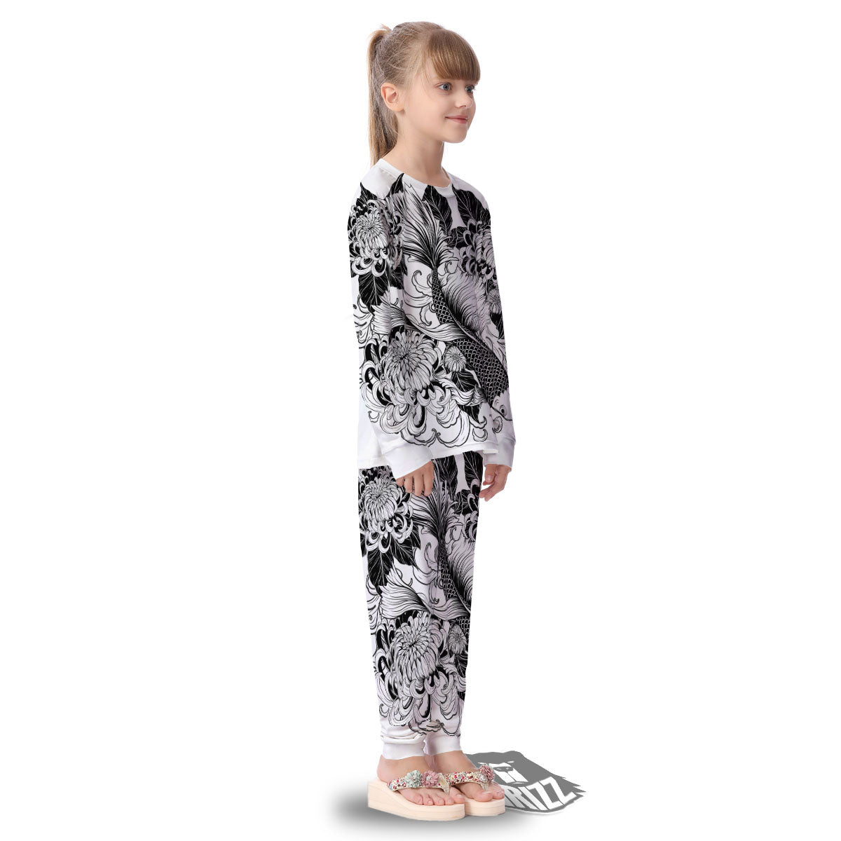 Tattoo Japanese Elemental Print Kid's Pajamas-grizzshop