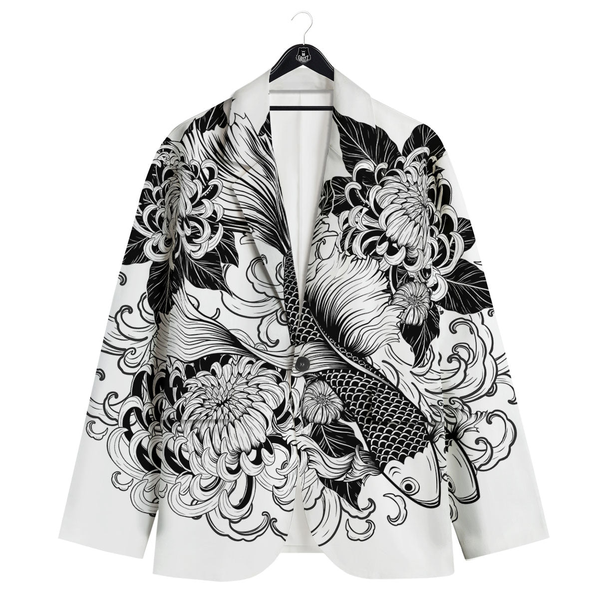 Tattoo Japanese Elemental Print Men's Sport Coat-grizzshop