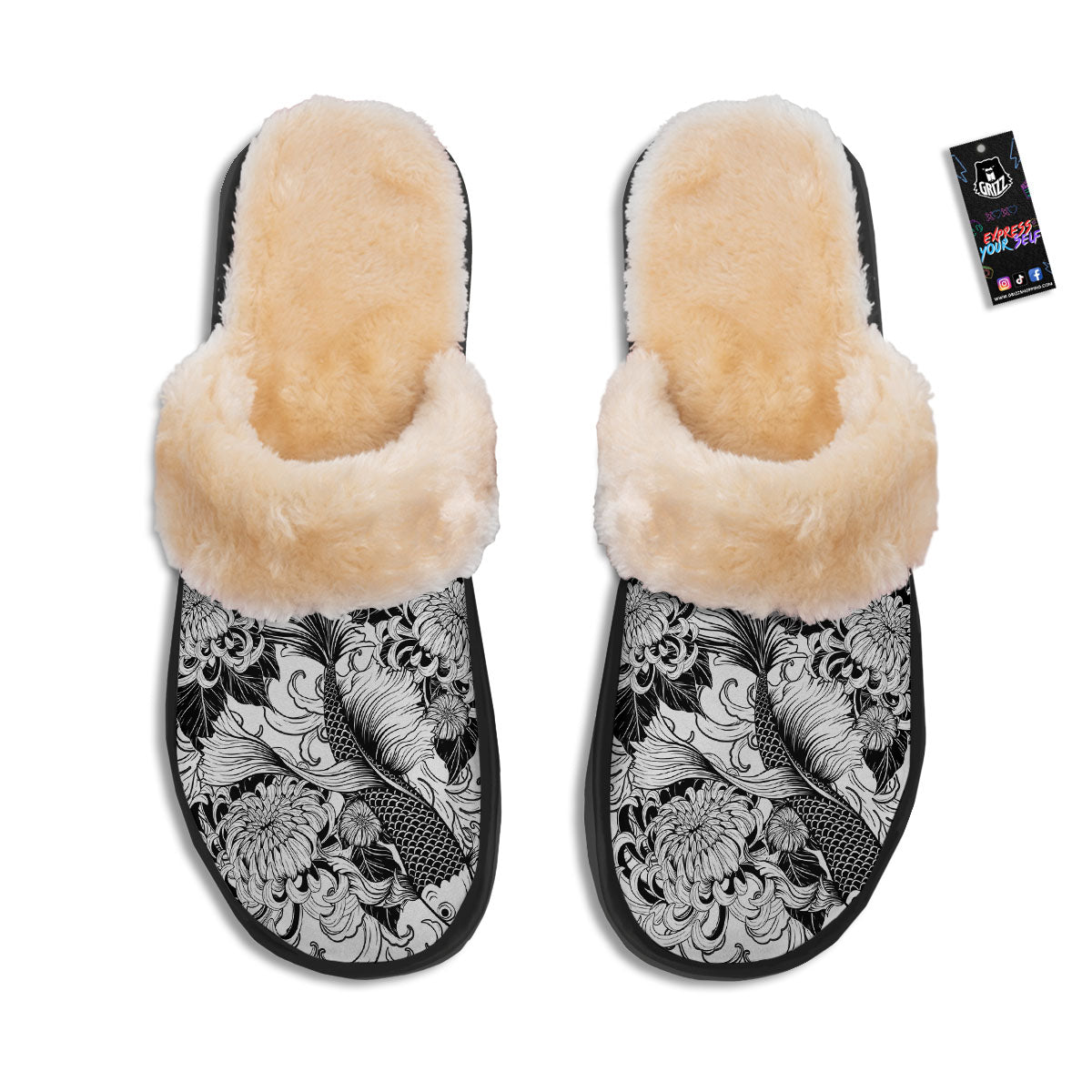 Tattoo Japanese Elemental Print Slippers-grizzshop