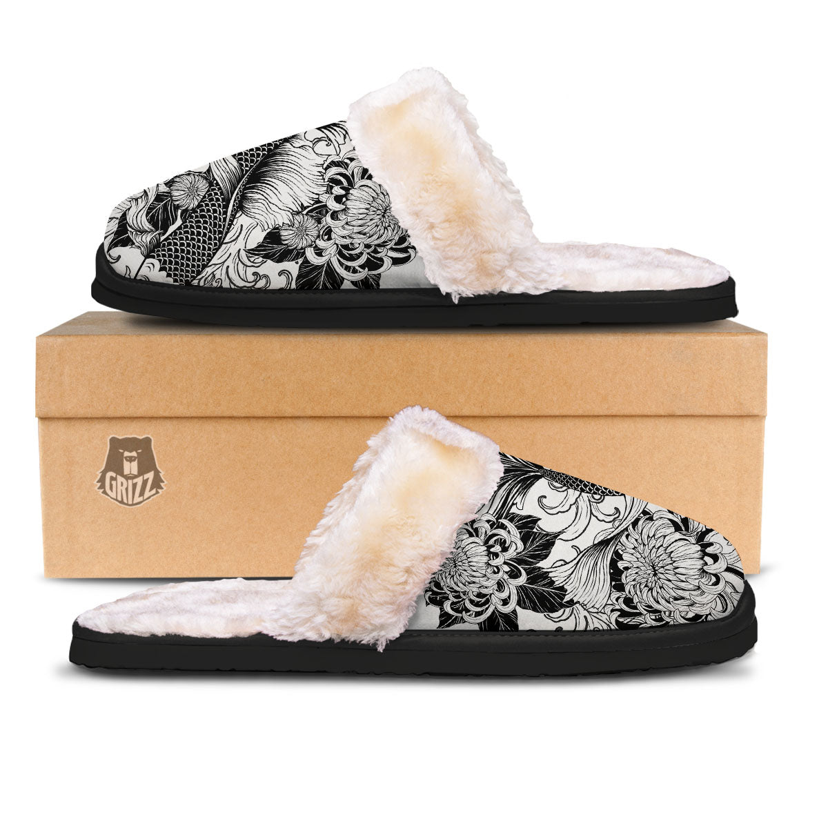 Tattoo Japanese Elemental Print Slippers-grizzshop