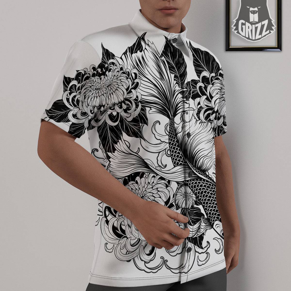 Tattoo Japanese Elemental Print Untucked Shirts-grizzshop