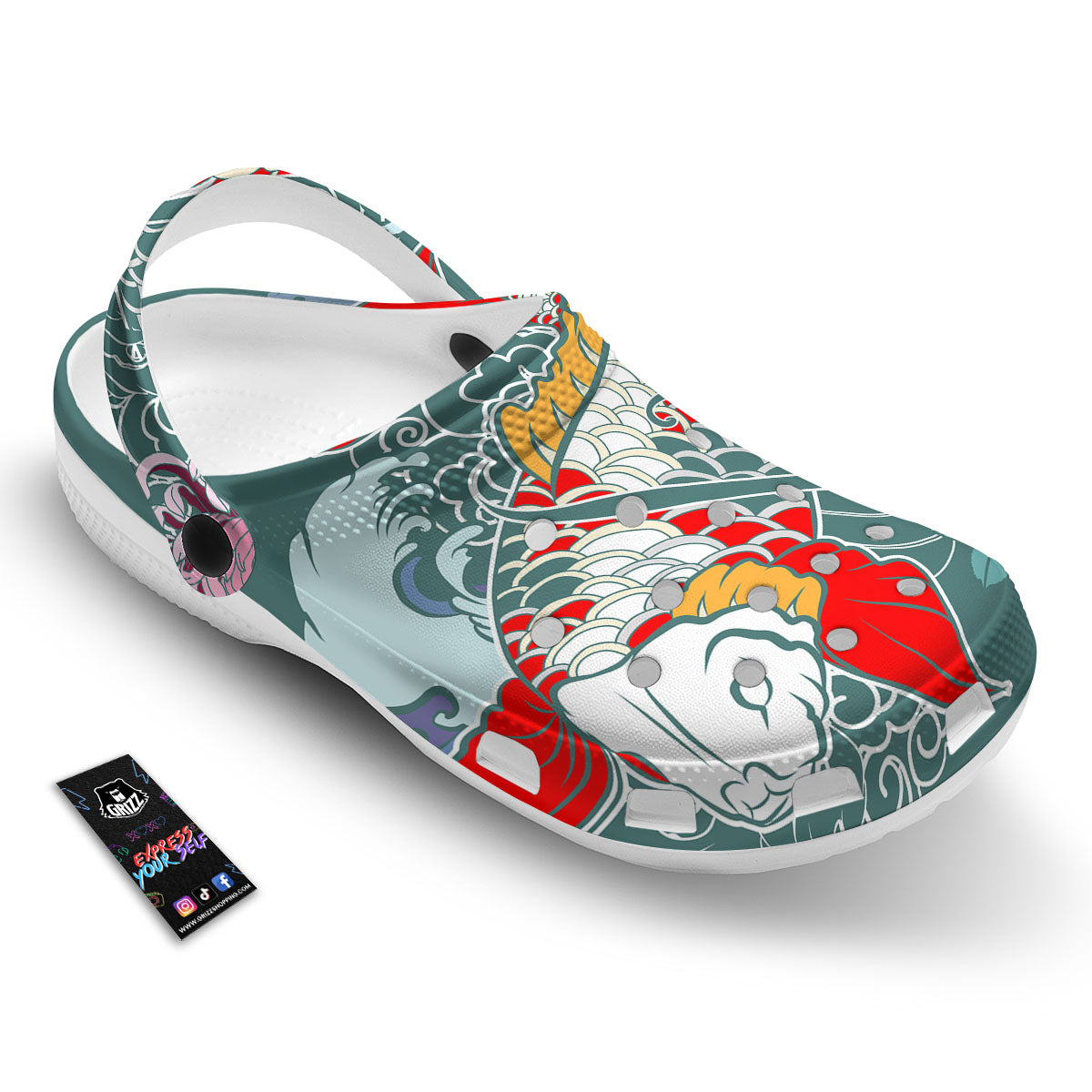 Tattoo Japanese Koi And Flower Print Clog-grizzshop