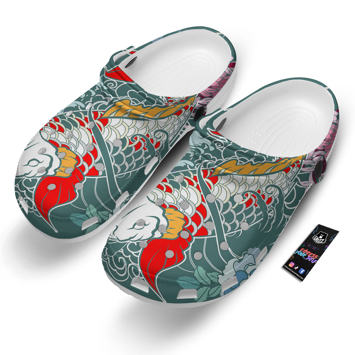 Tattoo Japanese Koi And Flower Print Clog-grizzshop