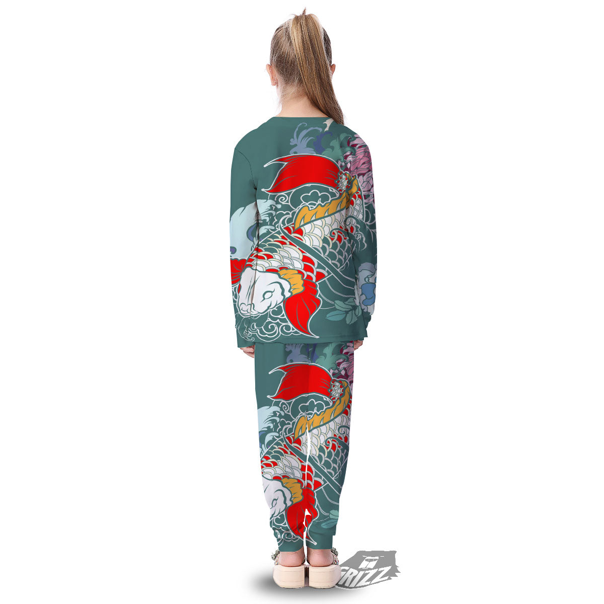 Tattoo Japanese Koi And Flower Print Kid's Pajamas-grizzshop