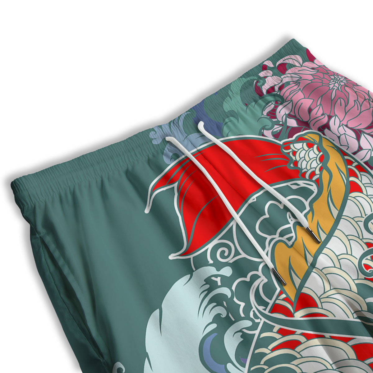 Tattoo Japanese Koi And Flower Print Men's Athletic Shorts