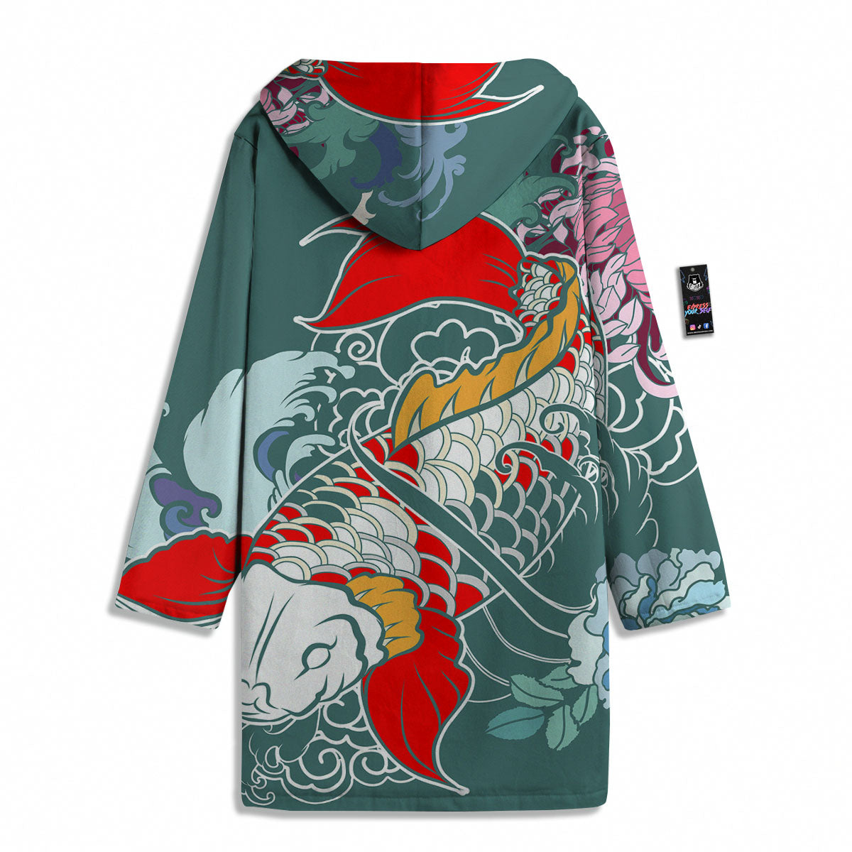 Tattoo Japanese Koi And Flower Print Men's Windbreaker Jacket-grizzshop