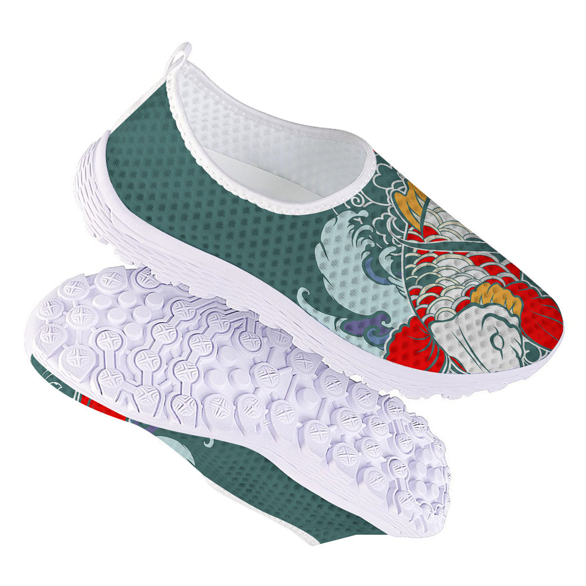 Tattoo Japanese Koi And Flower Print Nurse Shoes-grizzshop