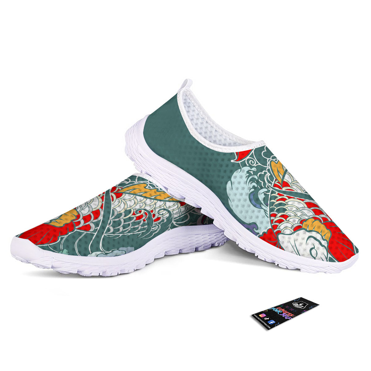Tattoo Japanese Koi And Flower Print Nurse Shoes-grizzshop