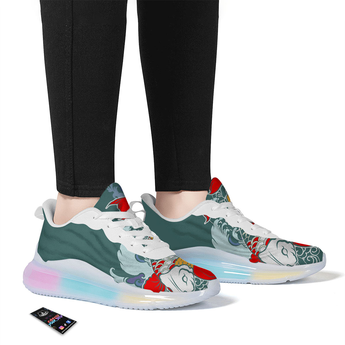 Tattoo Japanese Koi And Flower Print Running Sneakers-grizzshop