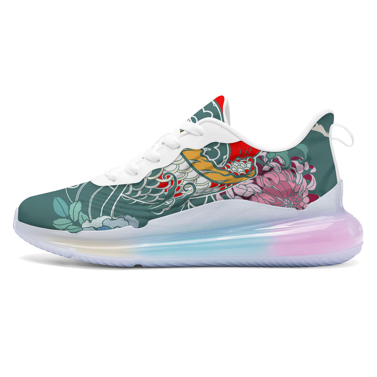 Tattoo Japanese Koi And Flower Print Running Sneakers-grizzshop