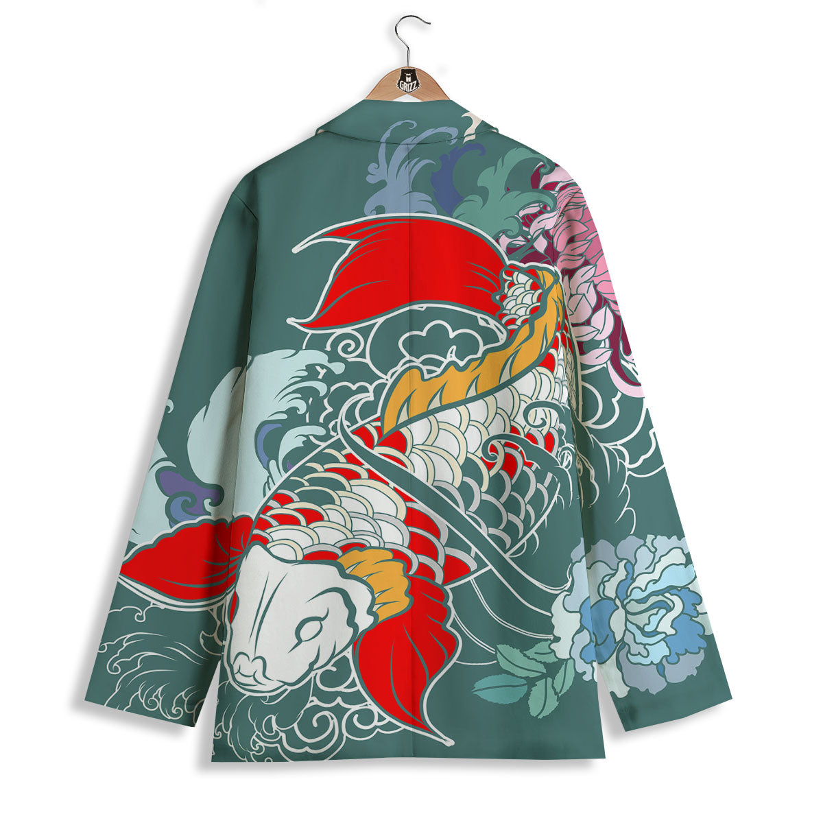 Tattoo Japanese Koi And Flower Print Women's Blazer-grizzshop