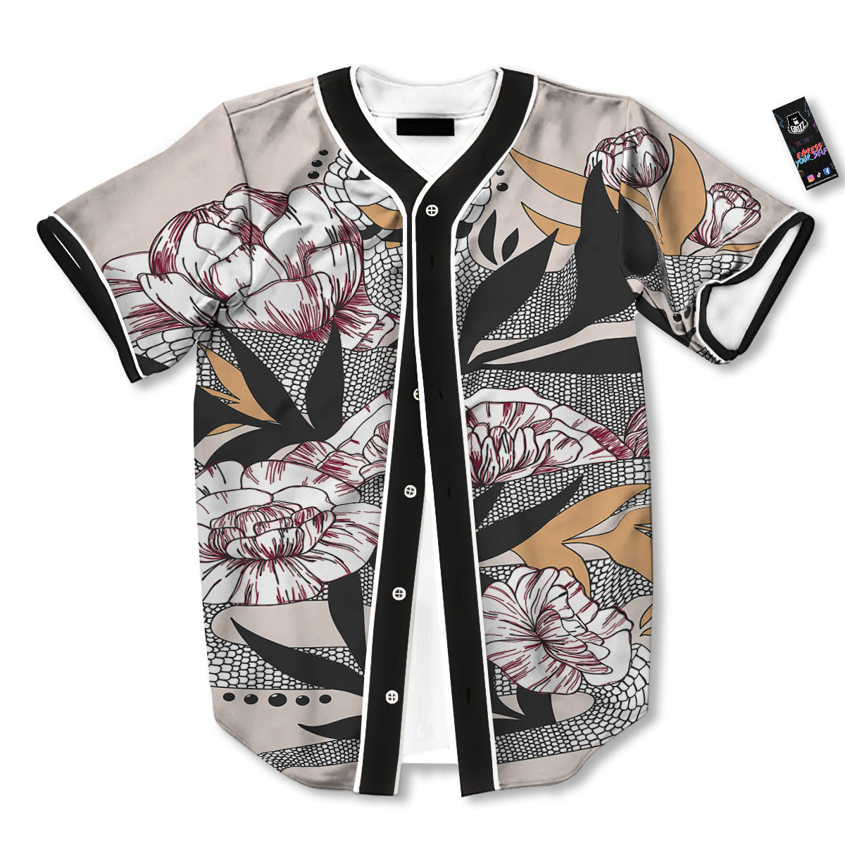 Tattoo Japanese Snake Print Baseball Jersey-grizzshop