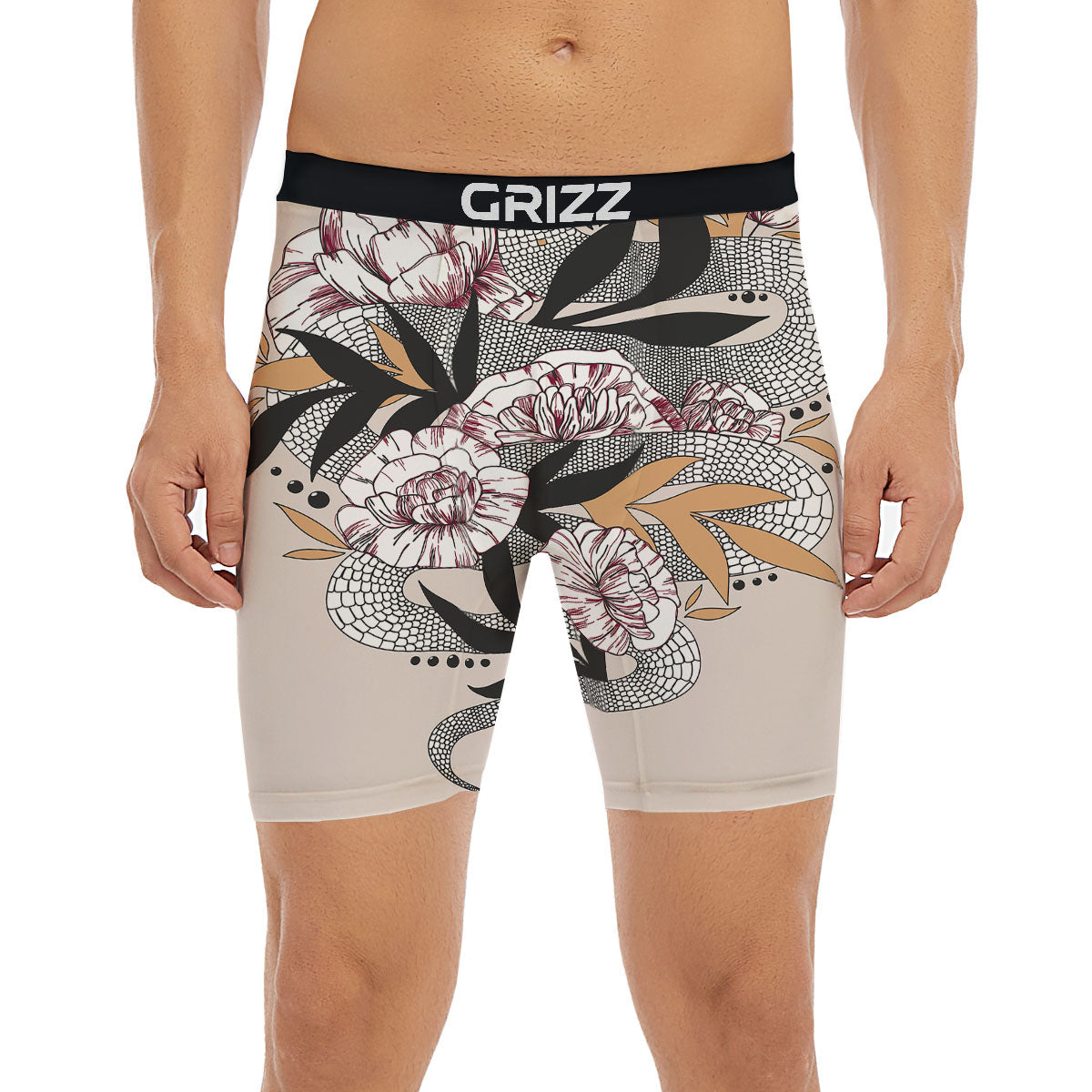 Tattoo Japanese Snake Print Boxer Briefs-grizzshop