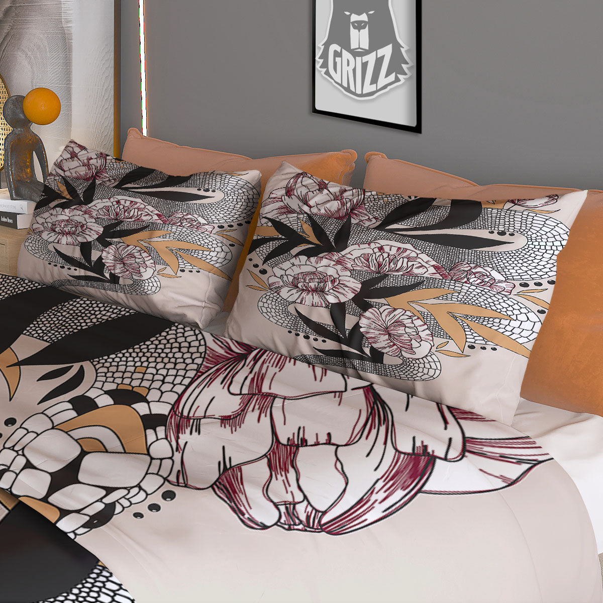Tattoo Japanese Snake Print Duvet Cover Bedding Set