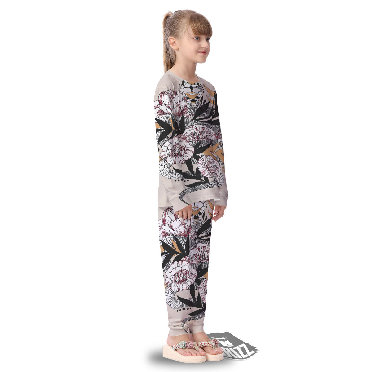 Tattoo Japanese Snake Print Kid's Pajamas-grizzshop