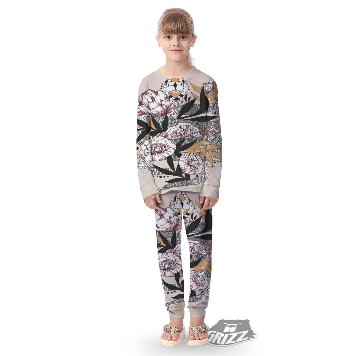 Tattoo Japanese Snake Print Kid's Pajamas-grizzshop