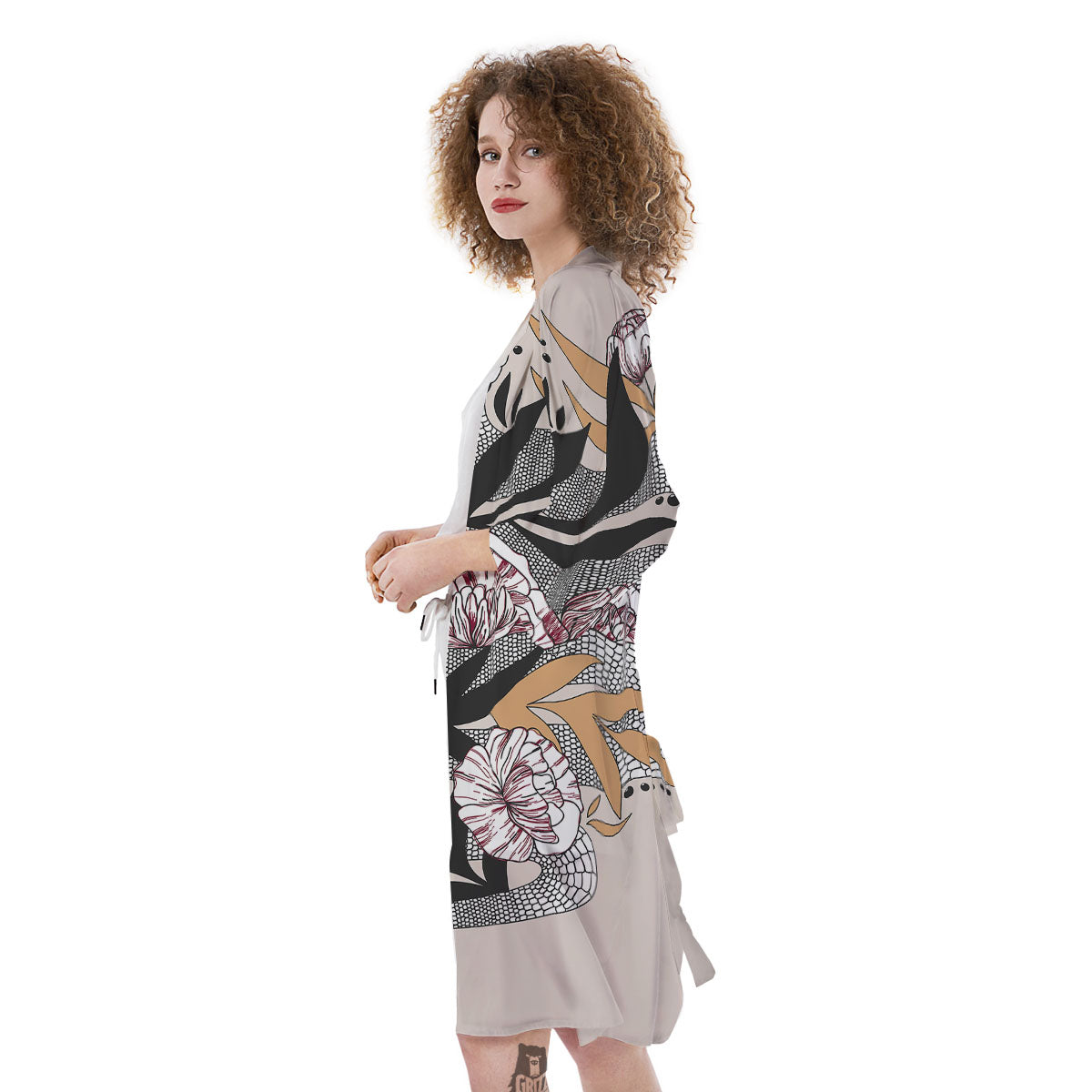 Tattoo Japanese Snake Print Kimono-grizzshop