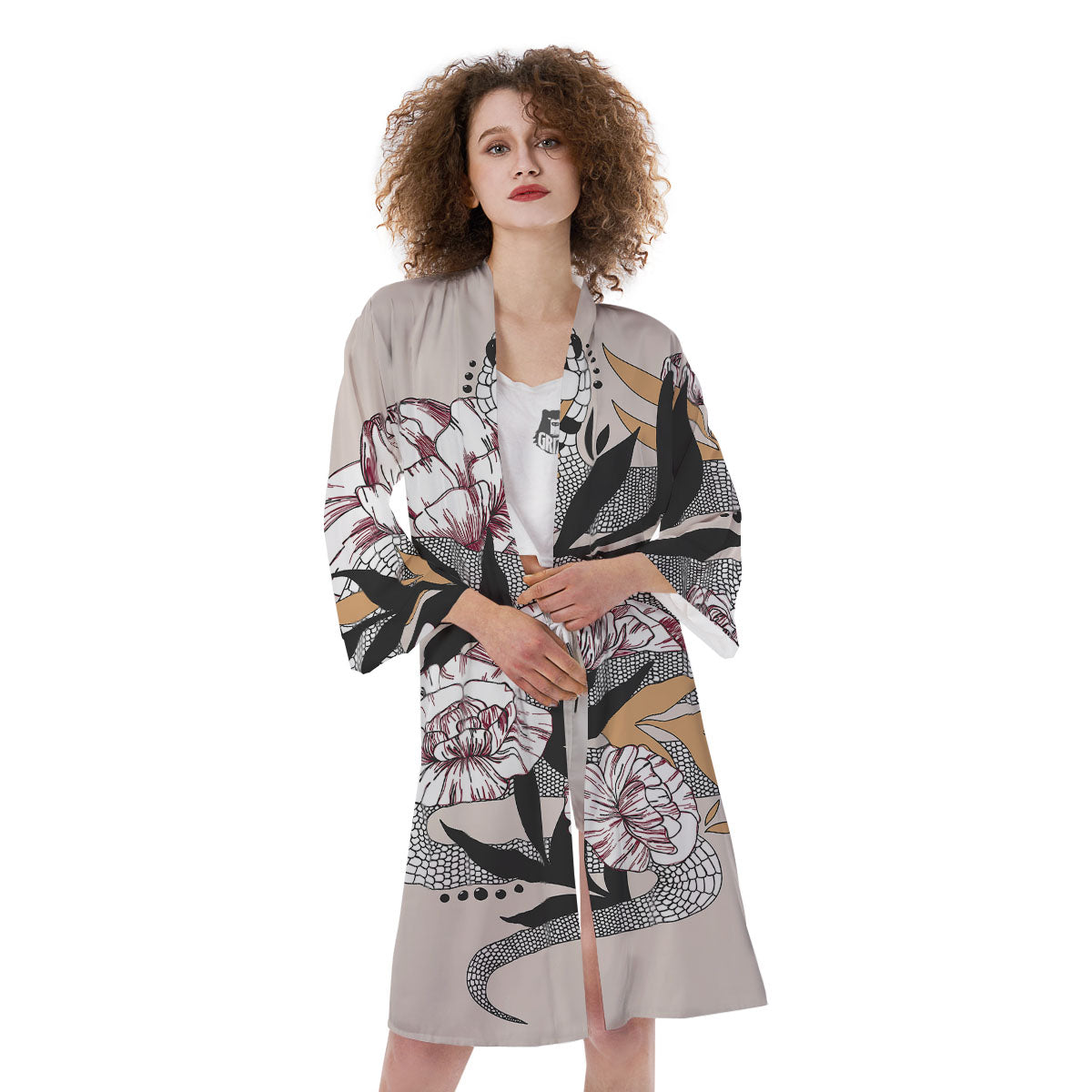 Tattoo Japanese Snake Print Kimono-grizzshop