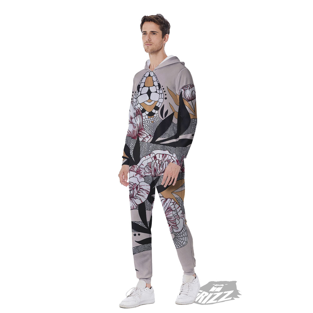 Tattoo Japanese Snake Print Men's Jumpsuit-grizzshop