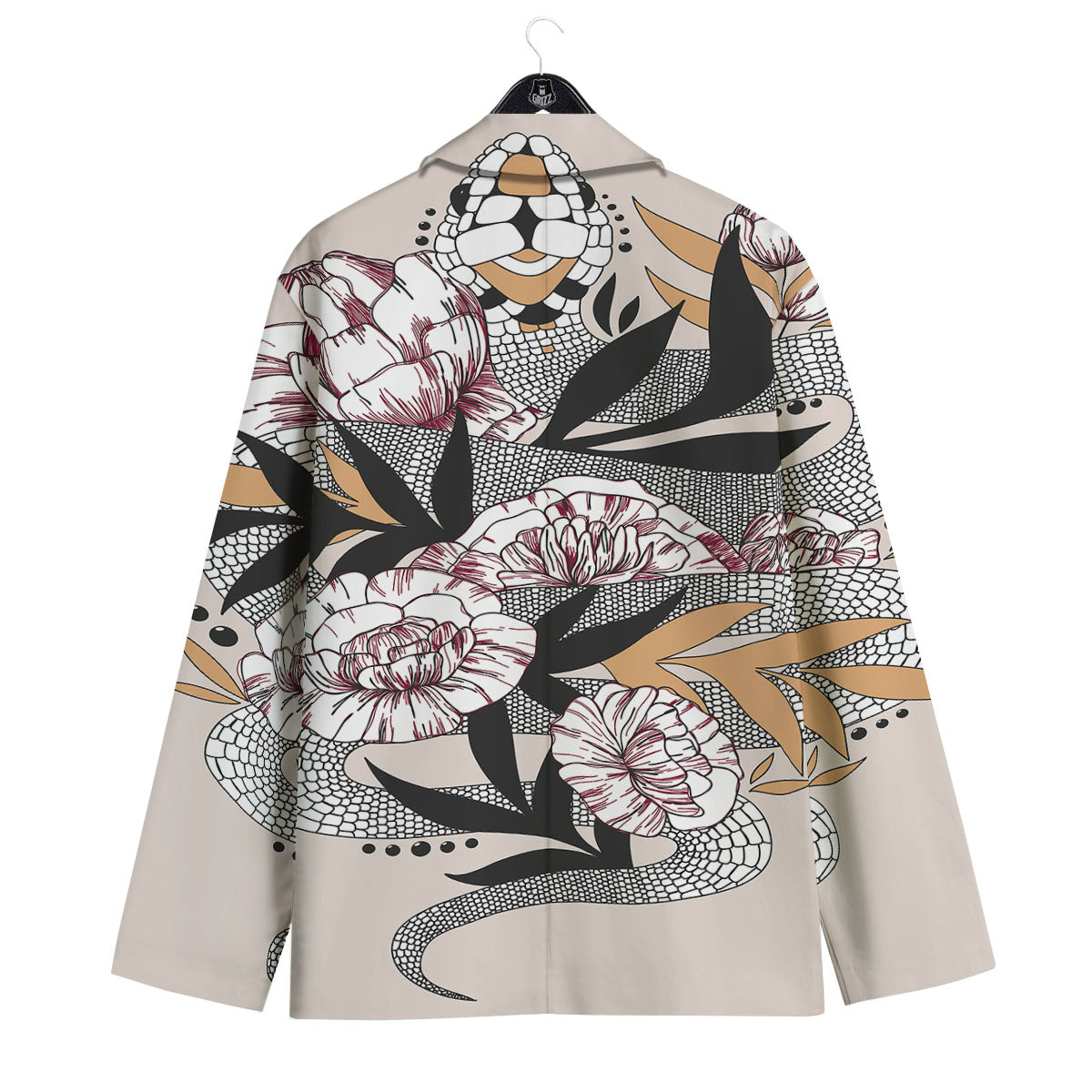 Tattoo Japanese Snake Print Men's Sport Coat-grizzshop