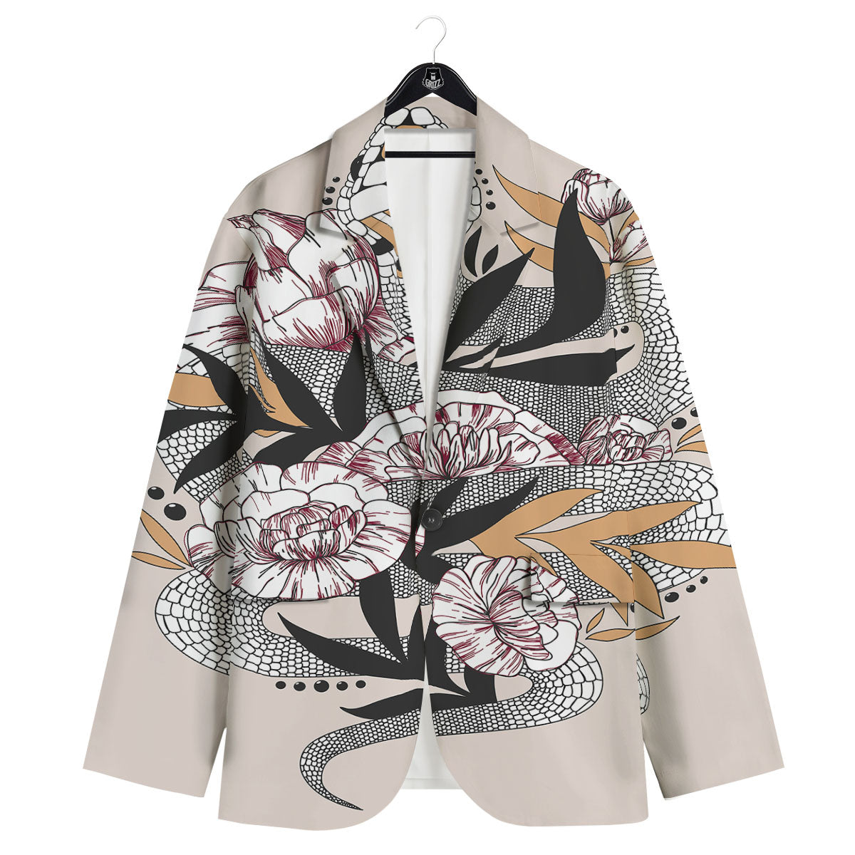 Tattoo Japanese Snake Print Men's Sport Coat-grizzshop