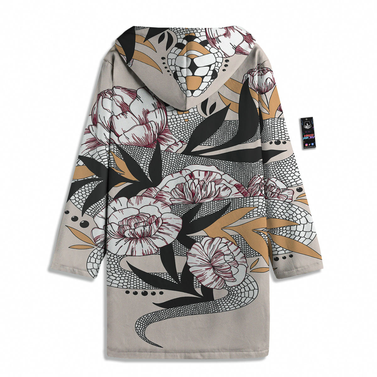 Tattoo Japanese Snake Print Men's Windbreaker Jacket-grizzshop