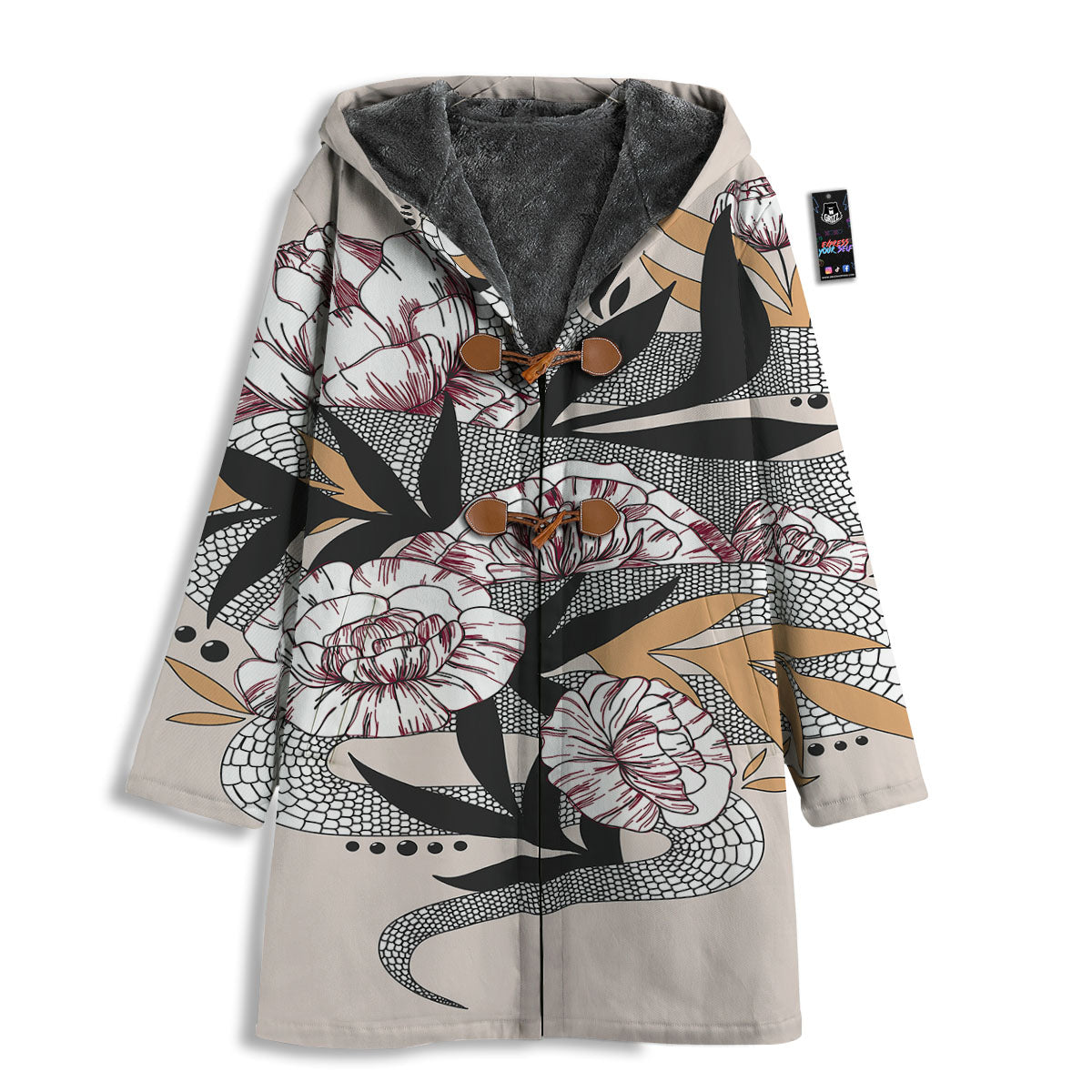 Tattoo Japanese Snake Print Men's Windbreaker Jacket-grizzshop