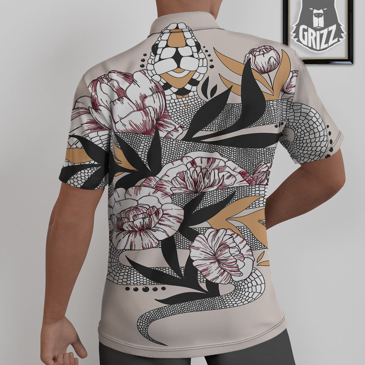 Tattoo Japanese Snake Print Untucked Shirts-grizzshop