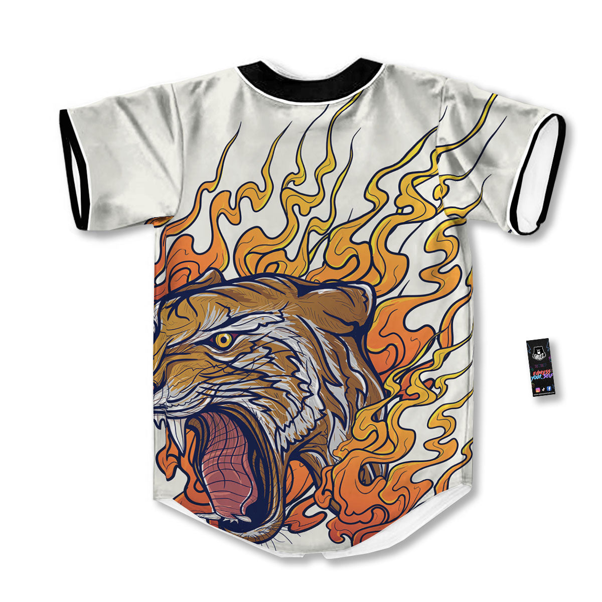 Tattoo Japanese Tiger Print Baseball Jersey-grizzshop