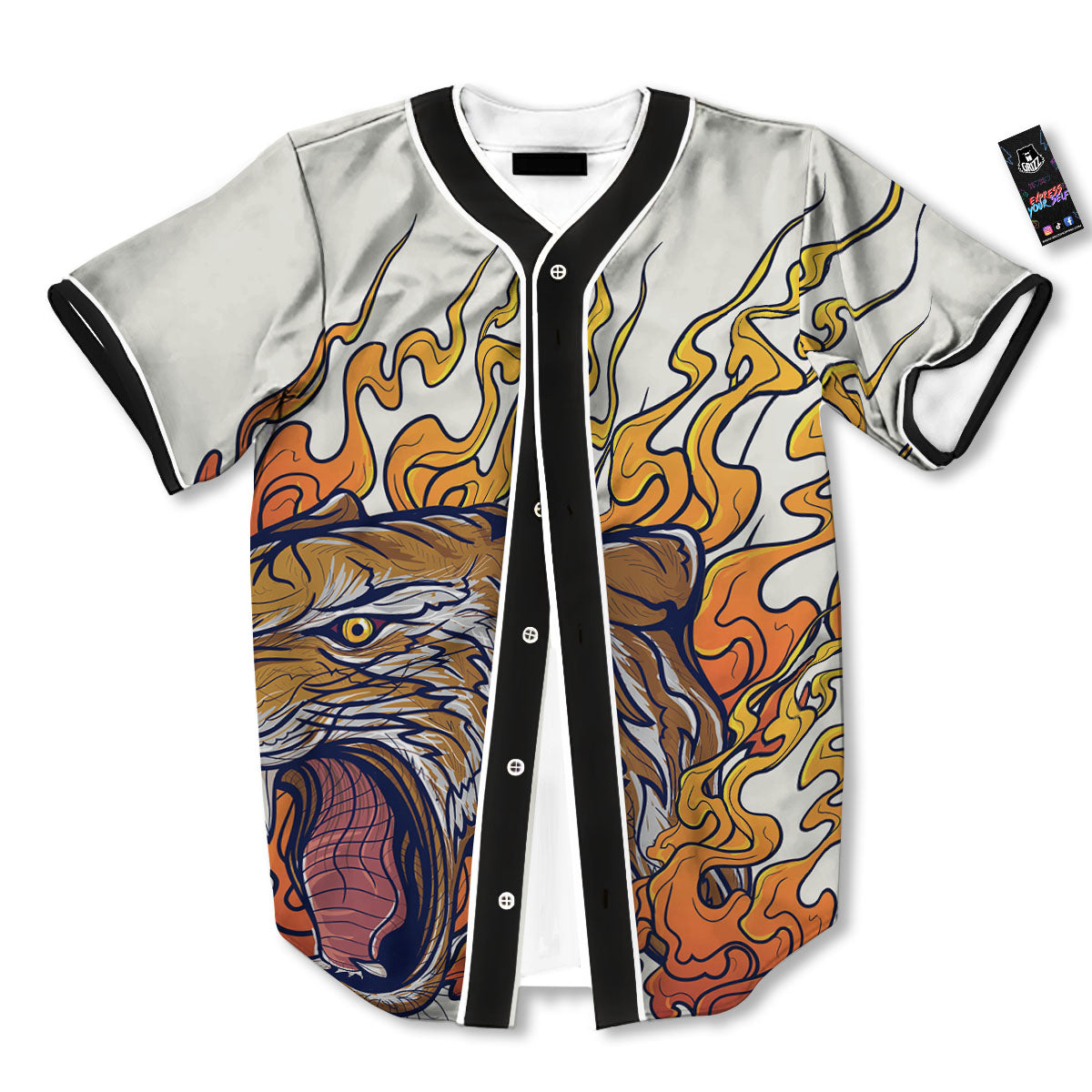 Tattoo Japanese Tiger Print Baseball Jersey-grizzshop