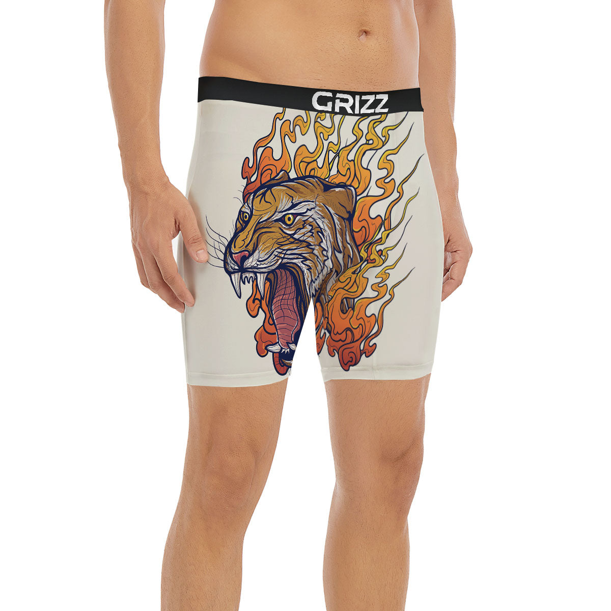 Tattoo Japanese Tiger Print Boxer Briefs-grizzshop