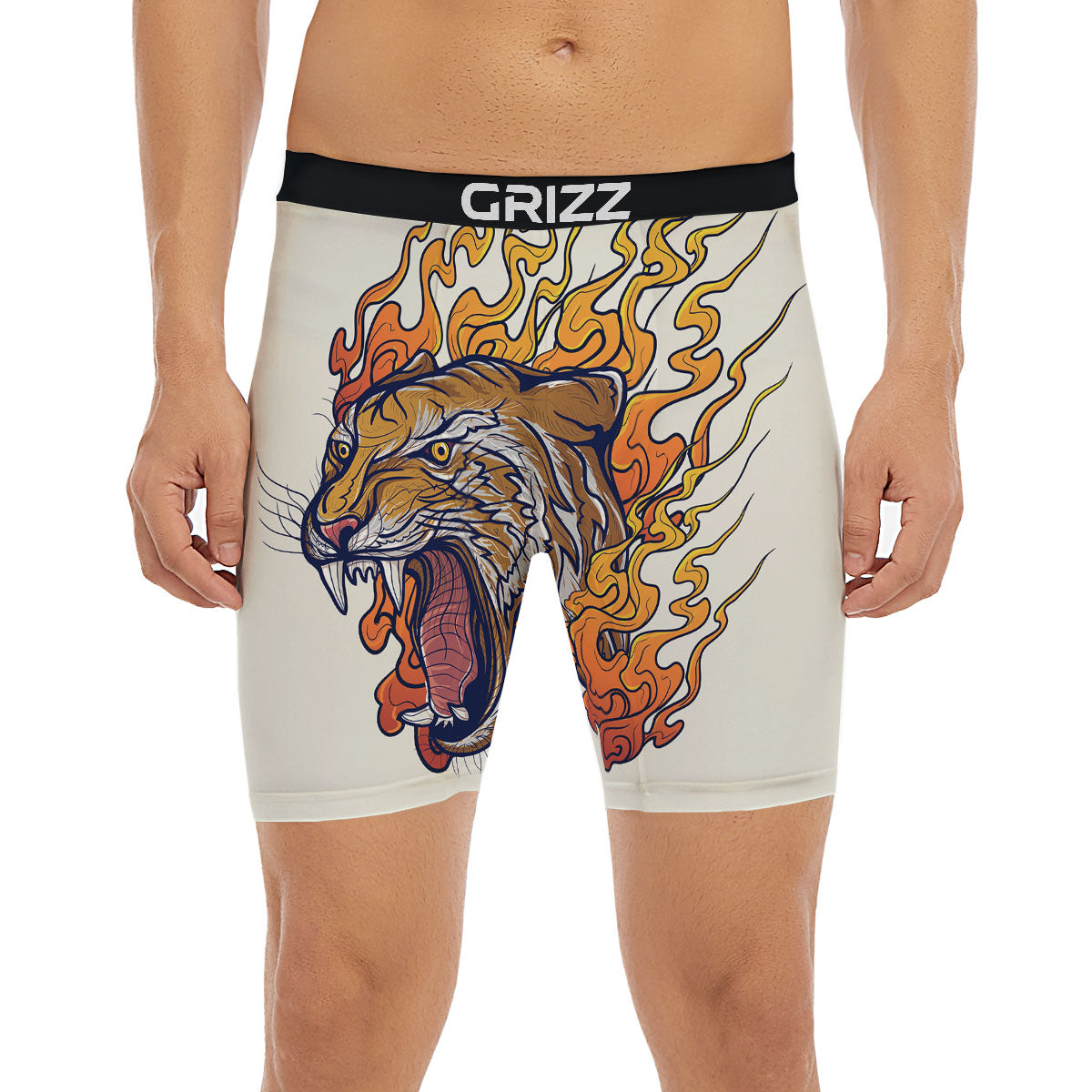 Tattoo Japanese Tiger Print Boxer Briefs-grizzshop