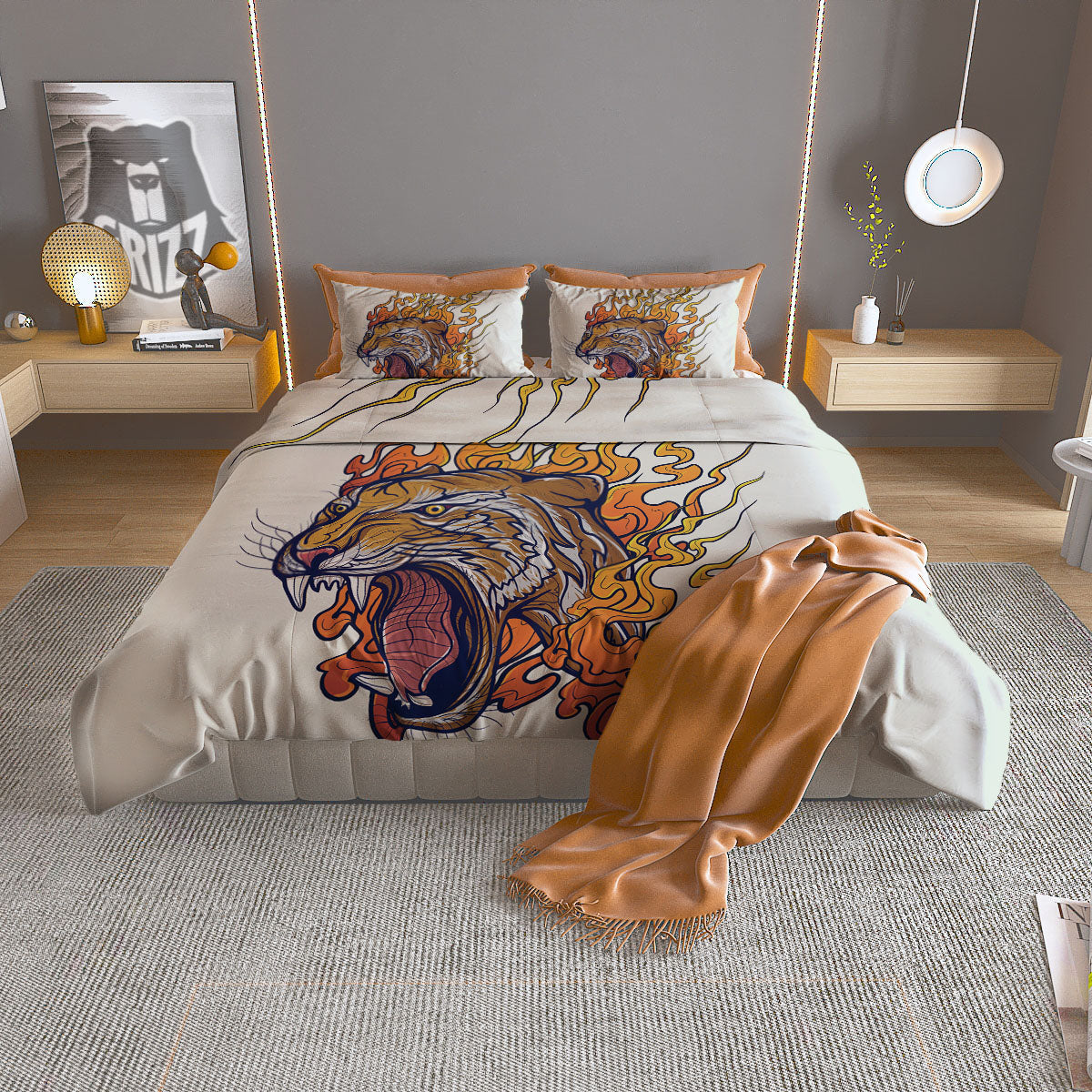 Tattoo Japanese Tiger Print Duvet Cover Bedding Set