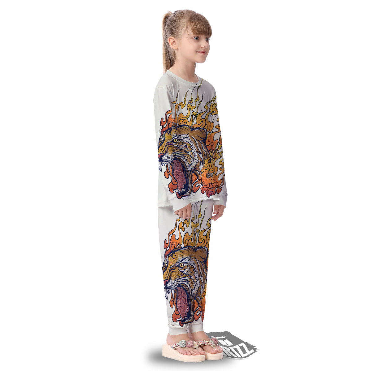 Tattoo Japanese Tiger Print Kid's Pajamas-grizzshop