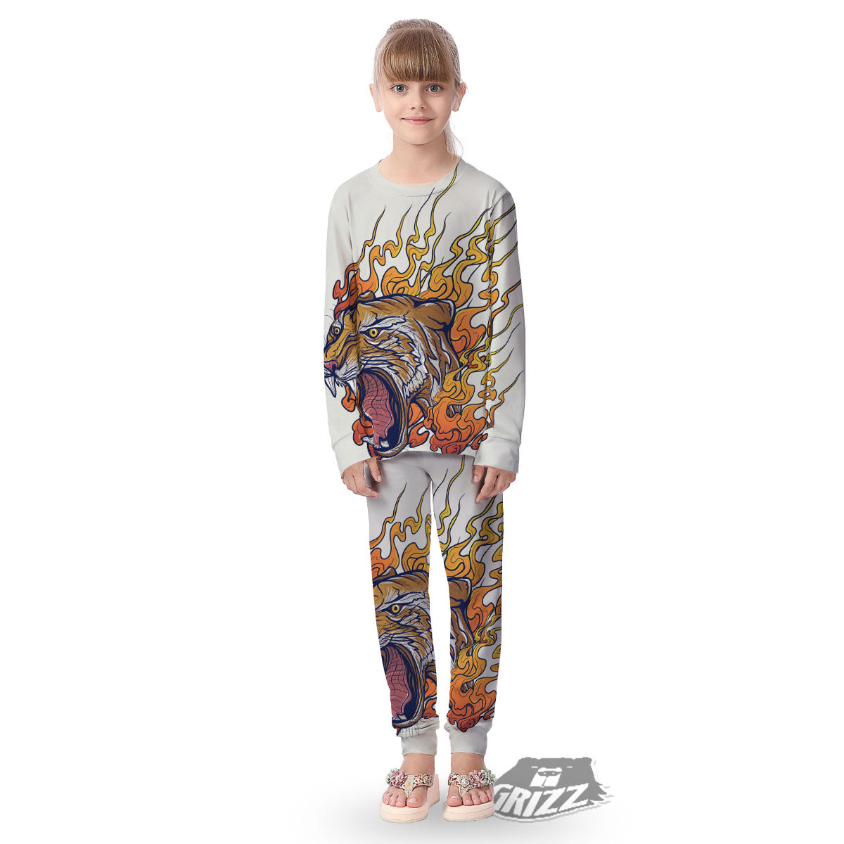 Tattoo Japanese Tiger Print Kid's Pajamas-grizzshop