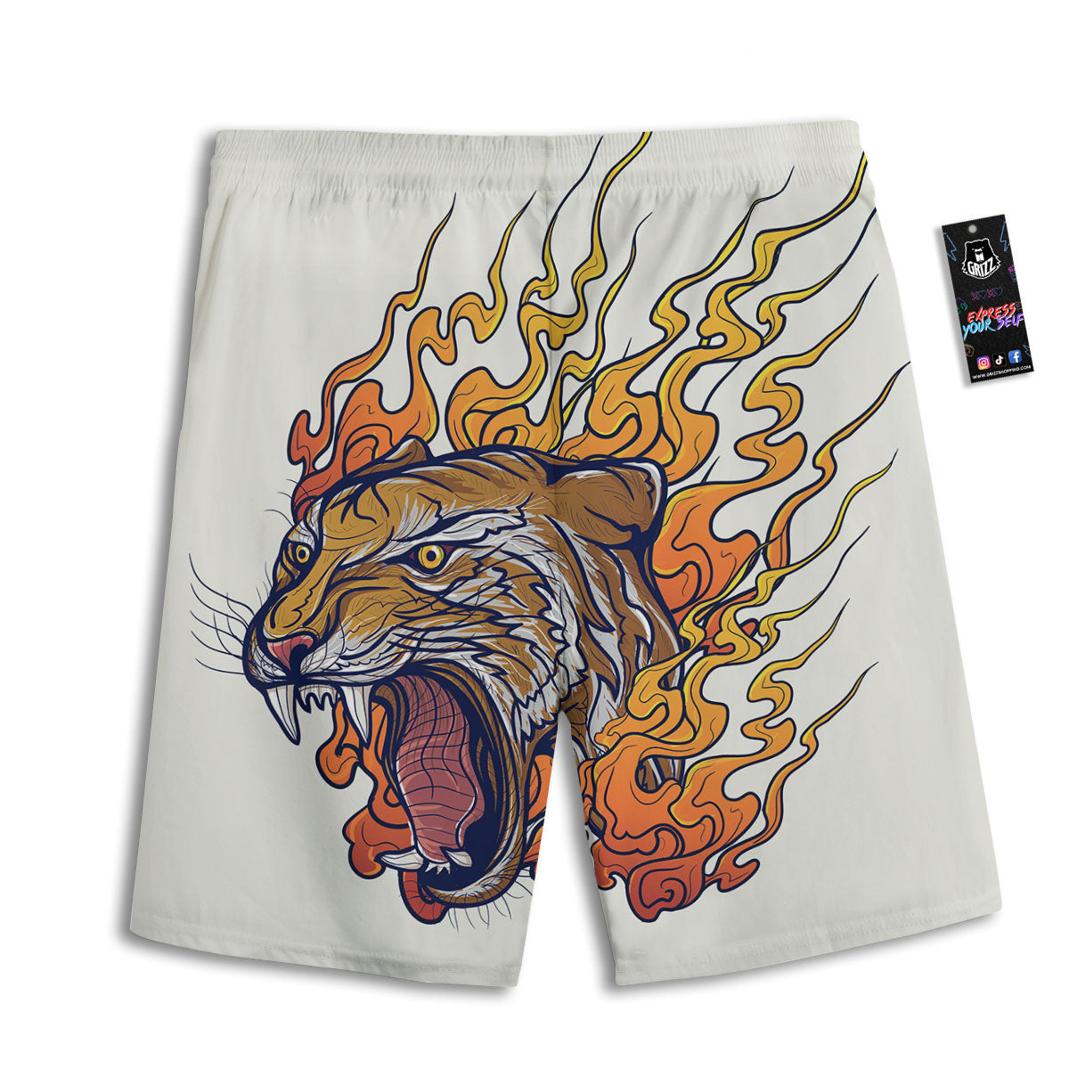 Tattoo Japanese Tiger Print Men's Athletic Shorts