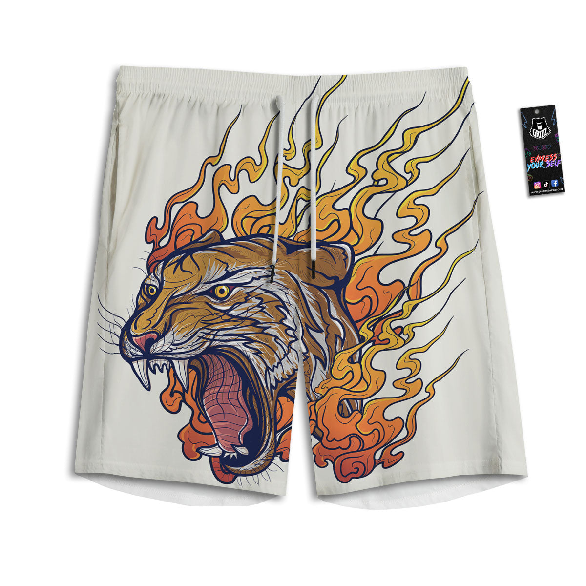 Tattoo Japanese Tiger Print Men's Athletic Shorts