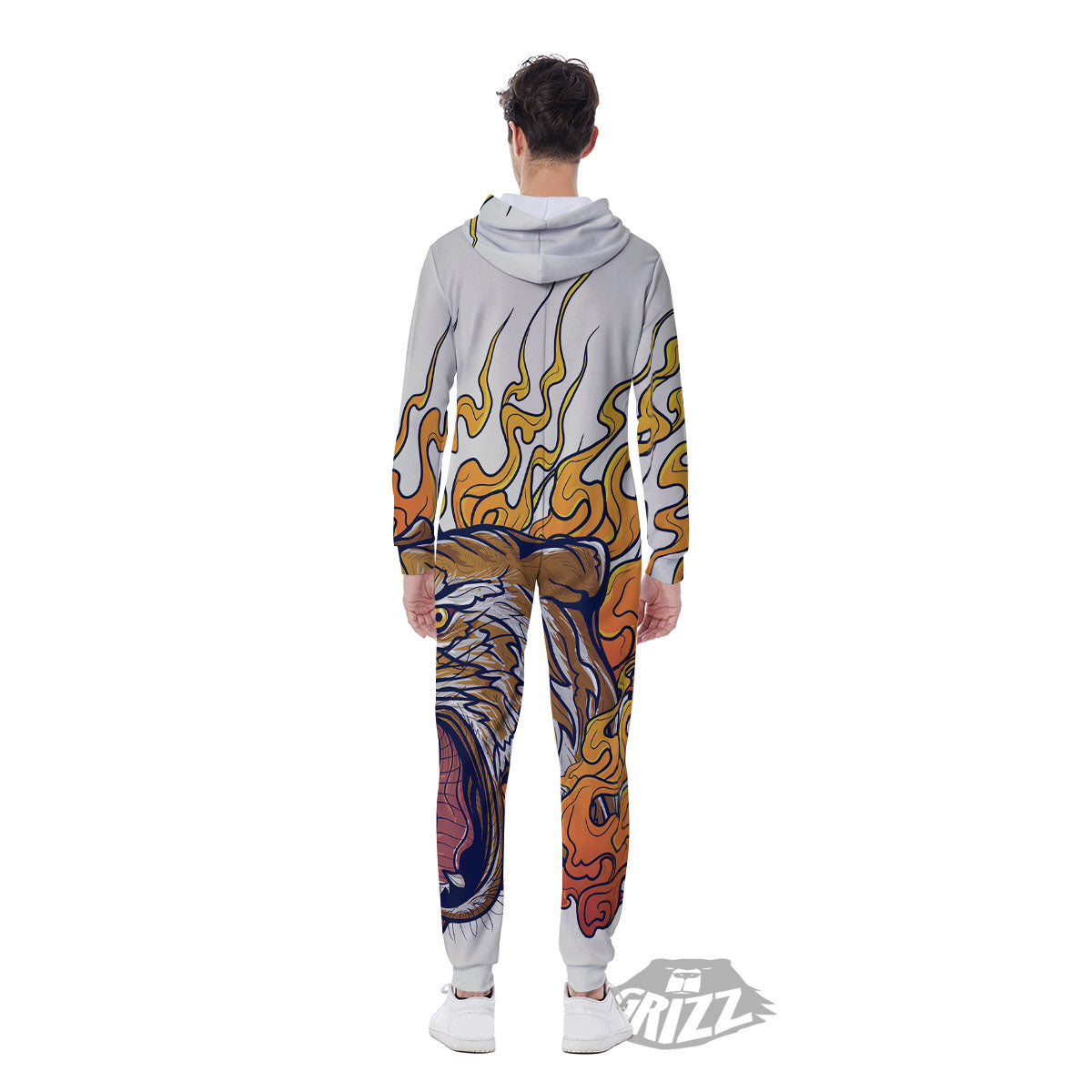 Tattoo Japanese Tiger Print Men's Jumpsuit-grizzshop