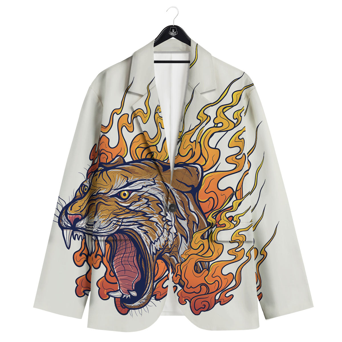Tattoo Japanese Tiger Print Men's Sport Coat-grizzshop