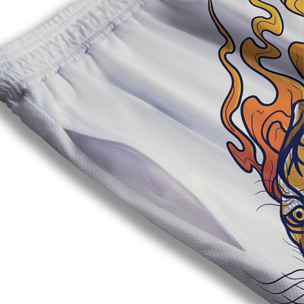Tattoo Japanese Tiger Print Mesh Shorts