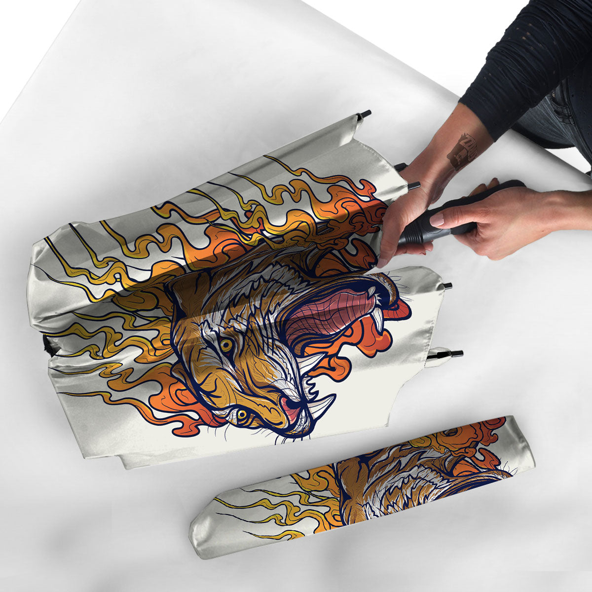 Tattoo Japanese Tiger Print Umbrella-grizzshop