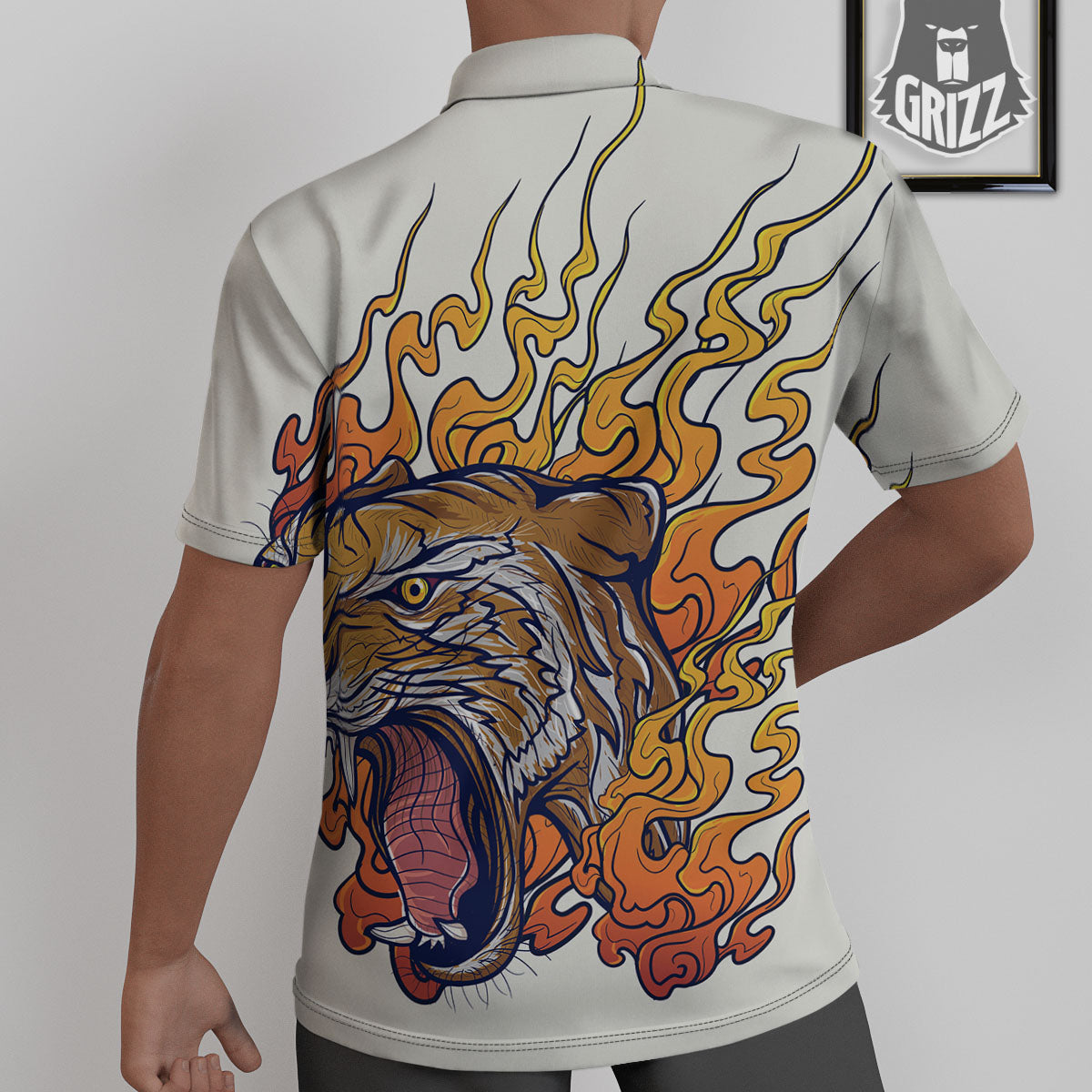 Tattoo Japanese Tiger Print Untucked Shirts-grizzshop