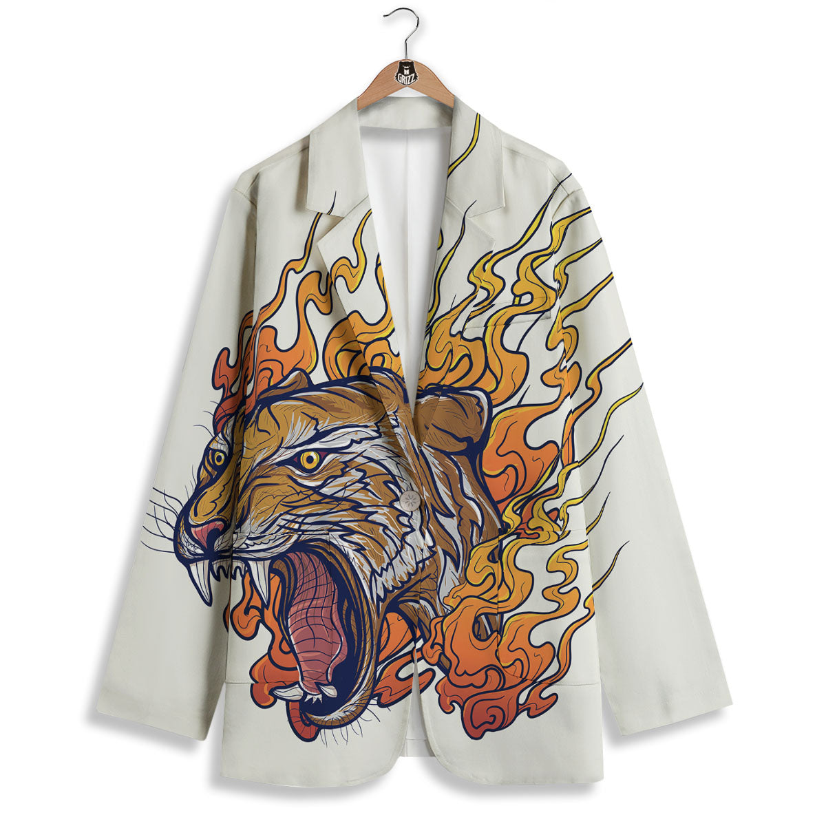 Tattoo Japanese Tiger Print Women's Blazer-grizzshop