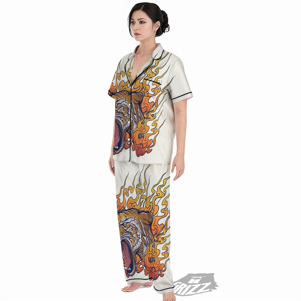 Tattoo Japanese Tiger Print Women's Pajamas Set-grizzshop